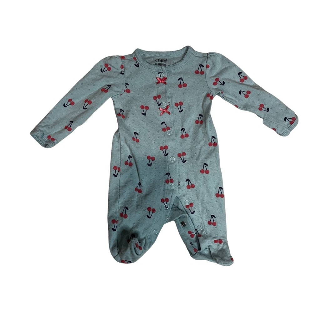 *5/25* Carters Newborn Footie Pajamas Light Blue With Cherries